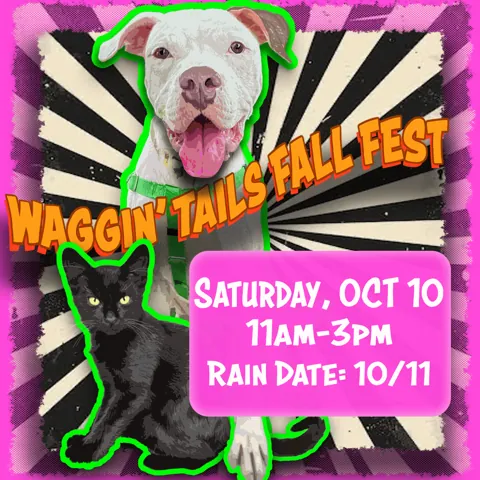 Waggin' Tails Fall Fest poster: Saturday, October 10, 11 AM to 3 PM, rain date October 11